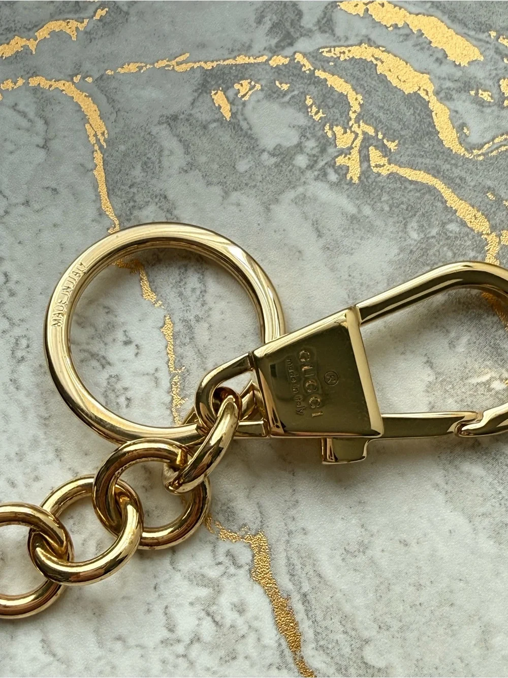 Gucci Interlocking G Glitter Resin Keychain Bag Charm Purple Red Pink Gold